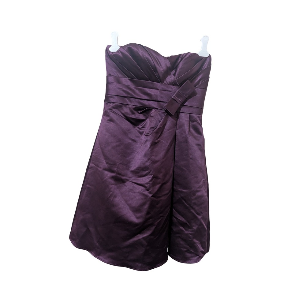 Bill Levkoff Strapless Purple Satin Cocktail Dress Sweetheart Mini Size 14